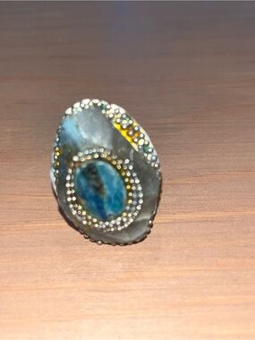 Handcrafted ring adjustable kyanite labodorite handmade one of a kind all sizes